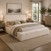 Beca King Panel Bed | Foam Headboard | Cream Faux Fur Upholstery | Modern