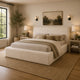 Beca Queen Panel Bed | Foam Headboard | Cream Faux Fur Upholstery | Modern