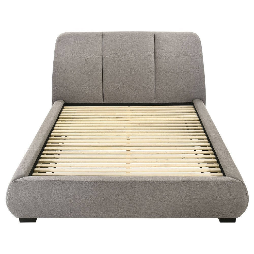 Moke Queen Platform Bed | Foam Fill Flared Headboard | Taupe Upholstery
