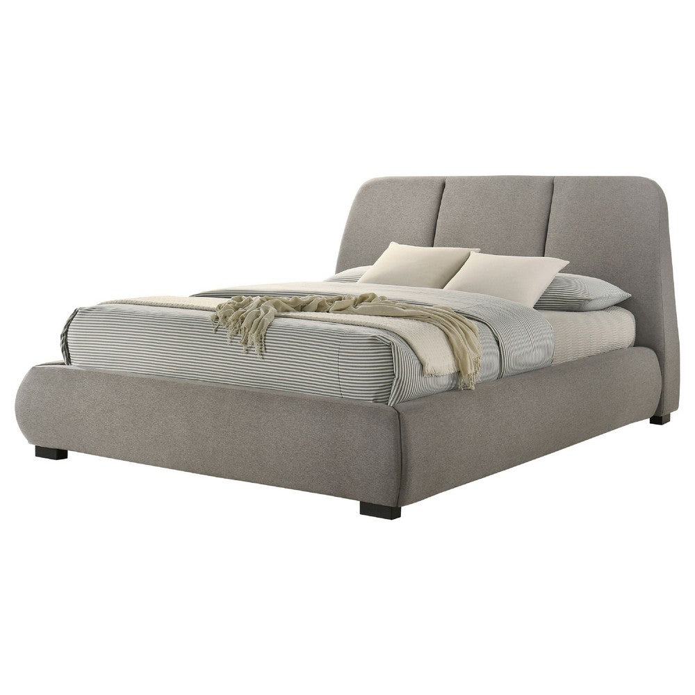Moke Queen Platform Bed | Foam Fill Flared Headboard | Taupe Upholstery