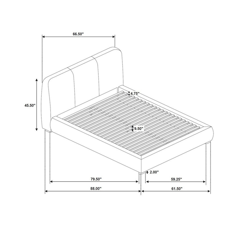 Moke Queen Platform Bed | Foam Fill Flared Headboard | Taupe Upholstery