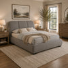 Moke Queen Platform Bed | Foam Fill Flared Headboard | Taupe Upholstery