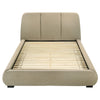 Moke Queen Platform Bed | Foam Fill Flared Headboard | Brown Upholstery