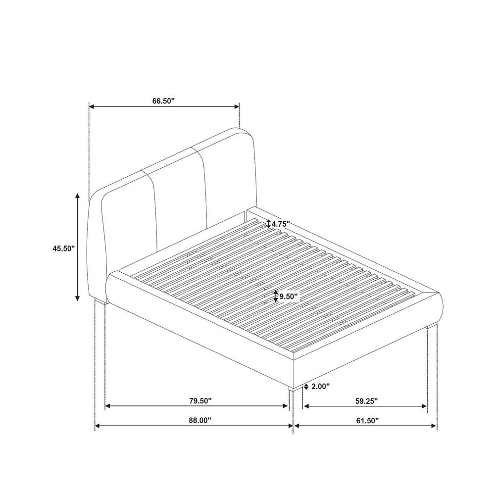 Moke Queen Platform Bed | Foam Fill Flared Headboard | Brown Upholstery