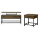 Mecy 2pc Coffee and Side End Table Set | Oak Brown Top | Black Metal