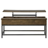 Mecy 2pc Coffee and Side End Table Set | Oak Brown Top | Black Metal