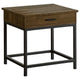 Mecy 2pc Coffee and Side End Table Set | Oak Brown Top | Black Metal