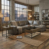 Mecy 2pc Coffee and Side End Table Set | Oak Brown Top | Black Metal