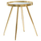 Kecy 3pc Coffee and End Table Set | Gold Metal Frame | Round Mirror Top