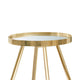 Kecy 3pc Coffee and End Table Set | Gold Metal Frame | Round Mirror Top