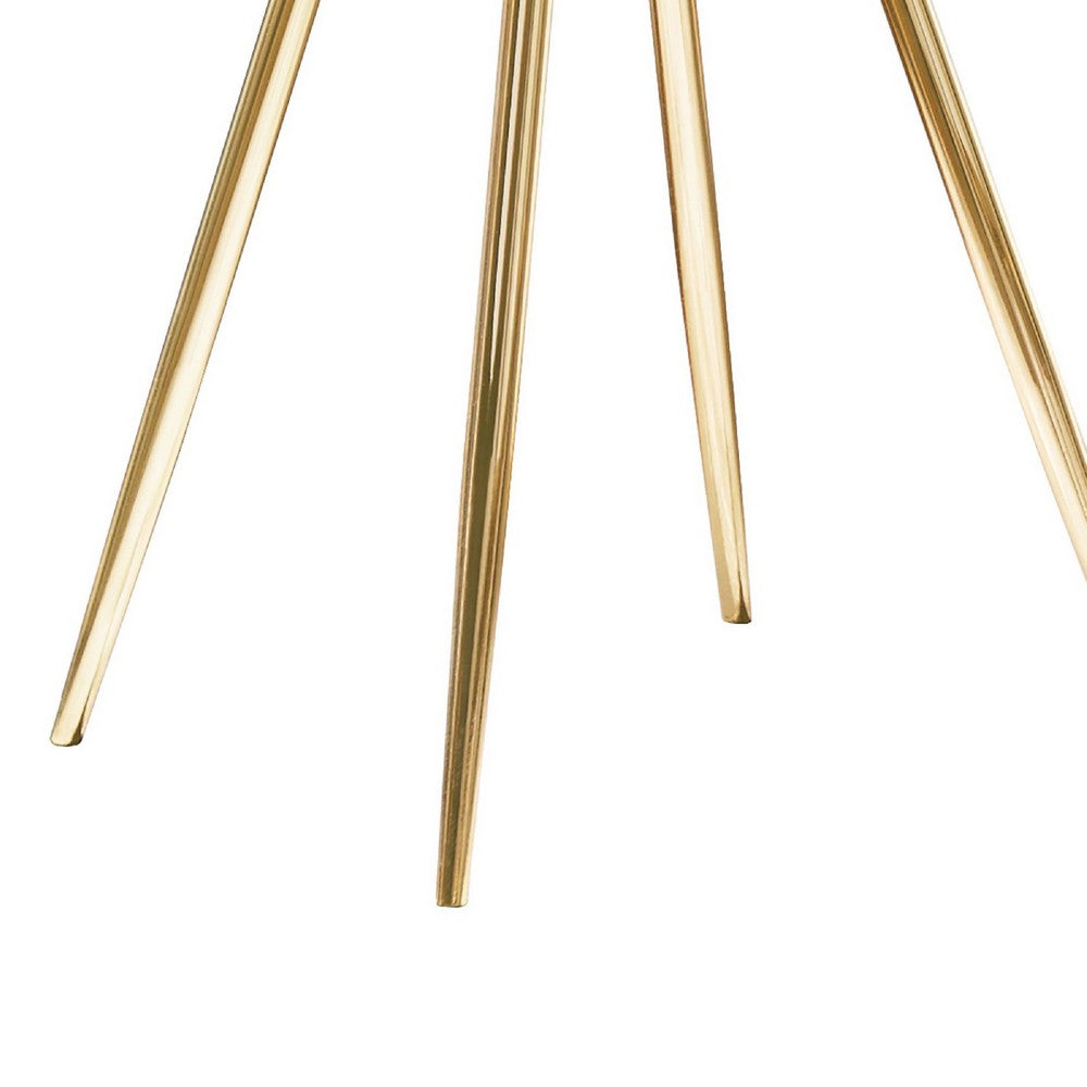Kecy 3pc Coffee and End Table Set | Gold Metal Frame | Round Mirror Top