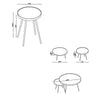 Kecy 3pc Coffee and End Table Set | Gold Metal Frame | Round Mirror Top