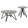 Aya 2pc Coffee and End Table Set | Gray Faux Cement Top | Black Metal