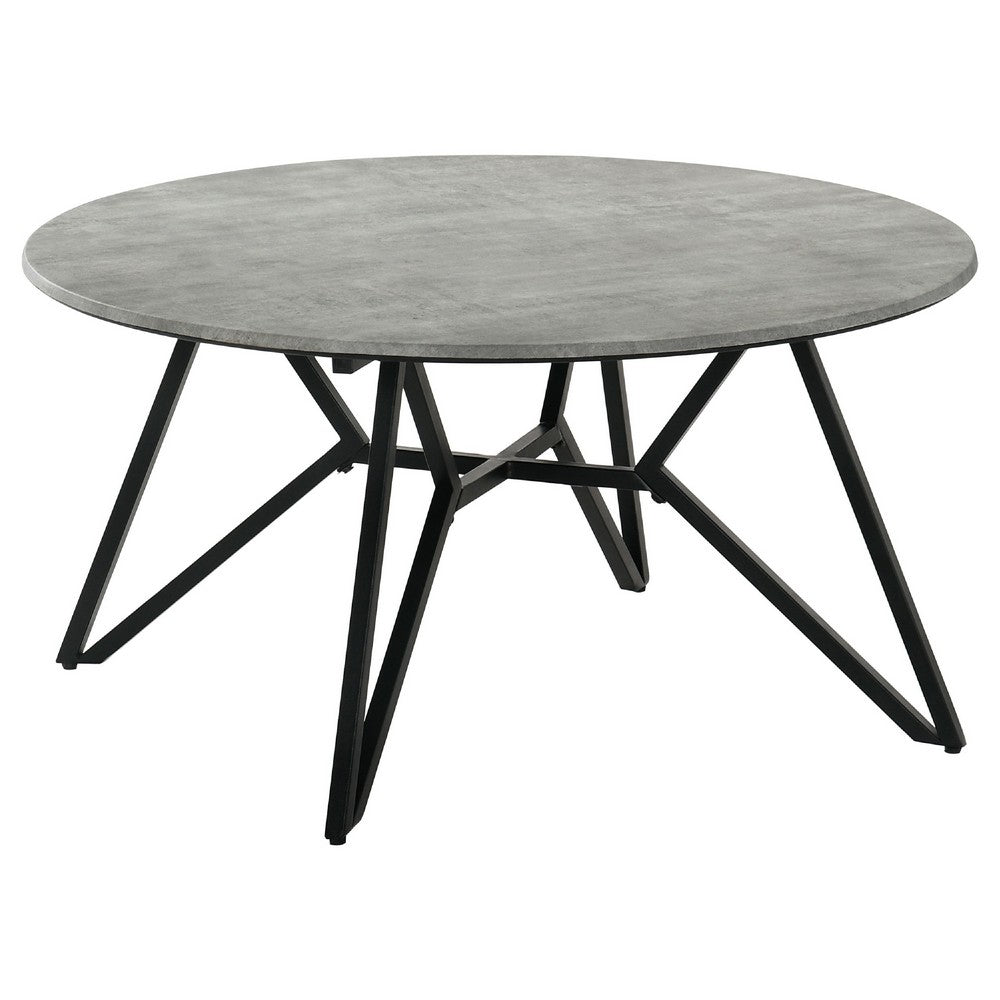 Aya 2pc Coffee and End Table Set | Gray Faux Cement Top | Black Metal