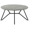 Aya 2pc Coffee and End Table Set | Gray Faux Cement Top | Black Metal