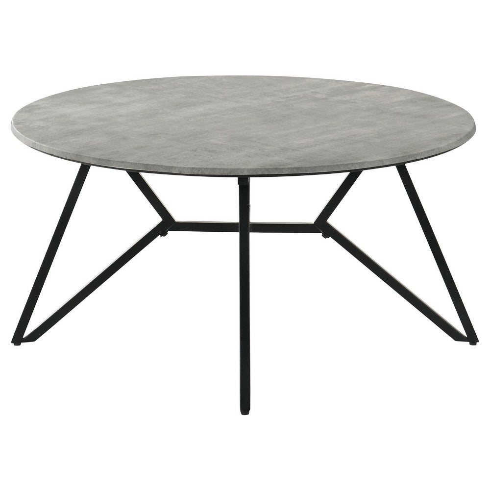 Aya 2pc Coffee and End Table Set | Gray Faux Cement Top | Black Metal