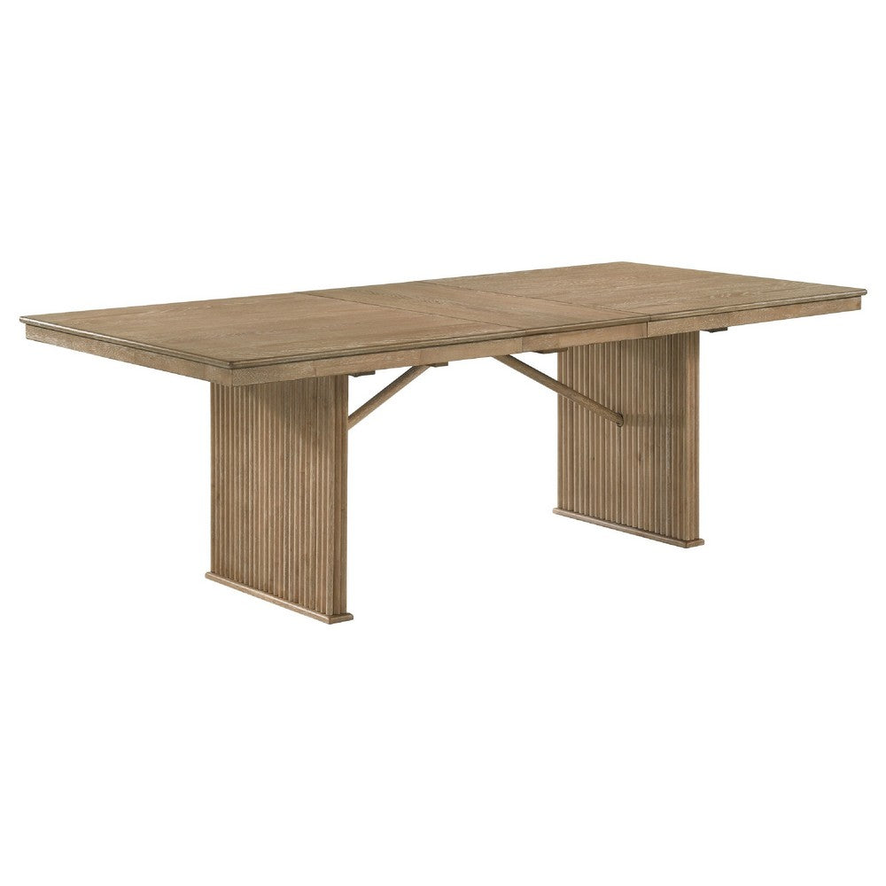 Amity 89" Extension Dining Table | Distressed Light Brown Wood