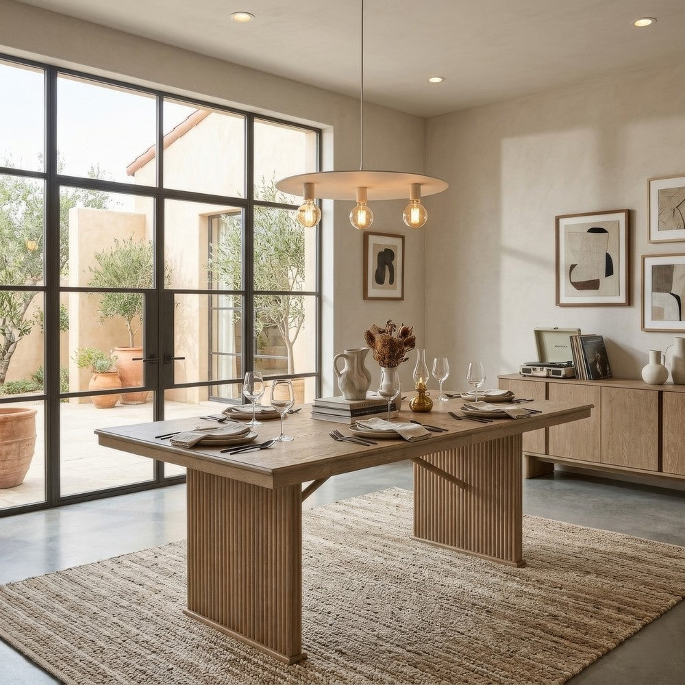 Amity 89" Extension Dining Table | Distressed Light Brown Wood
