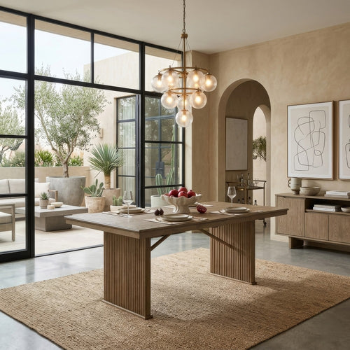 Amity 89" Extension Dining Table | Distressed Light Brown Wood