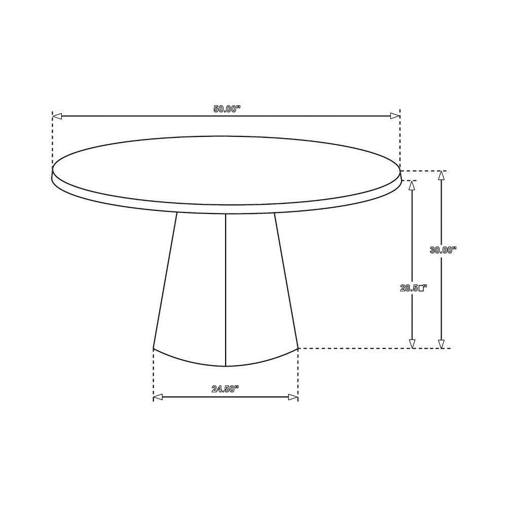 Freda Dining Table | Pedestal Base | Gray Faux Marble Laminate 50"