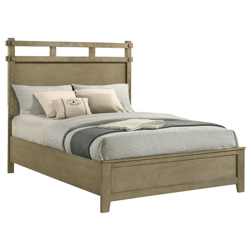 Hazel Queen Panel Bed | Open-Slat Headboard | Vineyard Oak Rubberwood