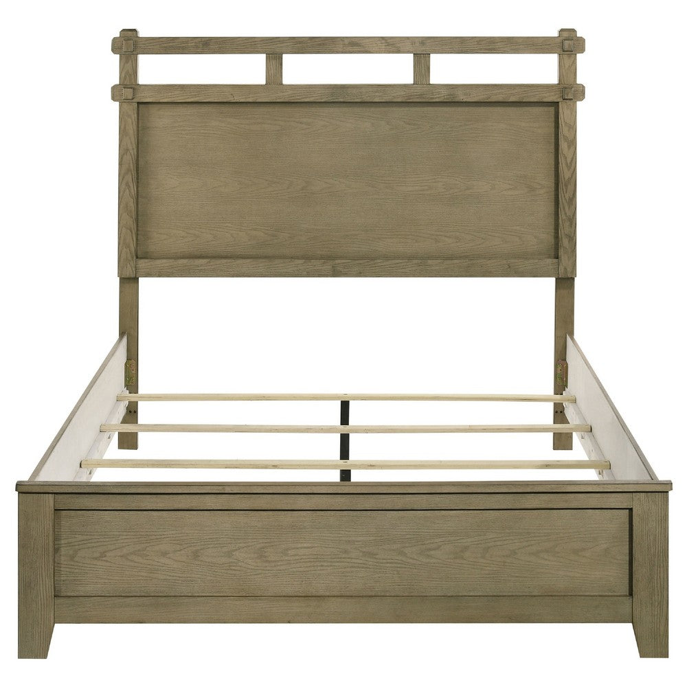 Hazel Queen Panel Bed | Open-Slat Headboard | Vineyard Oak Rubberwood