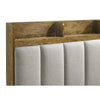 Nolan King Bookcase Panel Bed | Gray Channel-Tufted Fabric | Brown Wood