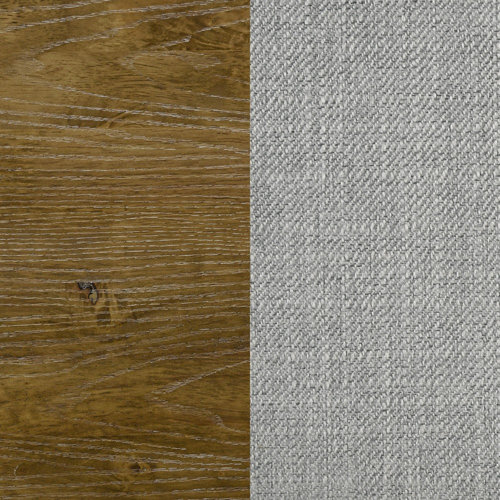Nolan King Bookcase Panel Bed | Gray Channel-Tufted Fabric | Brown Wood