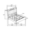Nolan King Bookcase Panel Bed | Gray Channel-Tufted Fabric | Brown Wood