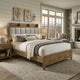 Nolan King Bookcase Panel Bed | Gray Channel-Tufted Fabric | Brown Wood