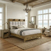 Nolan King Bookcase Panel Bed | Gray Channel-Tufted Fabric | Brown Wood