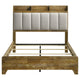 Nolan Queen Bookcase Panel Bed | Gray Channel-Tufted Fabric | Brown Wood
