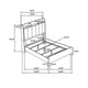 Nolan Queen Bookcase Panel Bed | Gray Channel-Tufted Fabric | Brown Wood