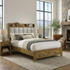 Nolan Queen Bookcase Panel Bed | Gray Channel-Tufted Fabric | Brown Wood