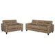 Secy 2pc Sofa and Loveseat Set | Brown Faux Leather | Pine Wood Frame