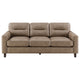 Secy 2pc Sofa and Loveseat Set | Brown Faux Leather | Pine Wood Frame