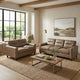 Secy 2pc Sofa and Loveseat Set | Brown Faux Leather | Pine Wood Frame