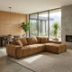 Hecy Sectional Sofa with R Arm Chaise | 3 Pillows | 119" Amber Brown
