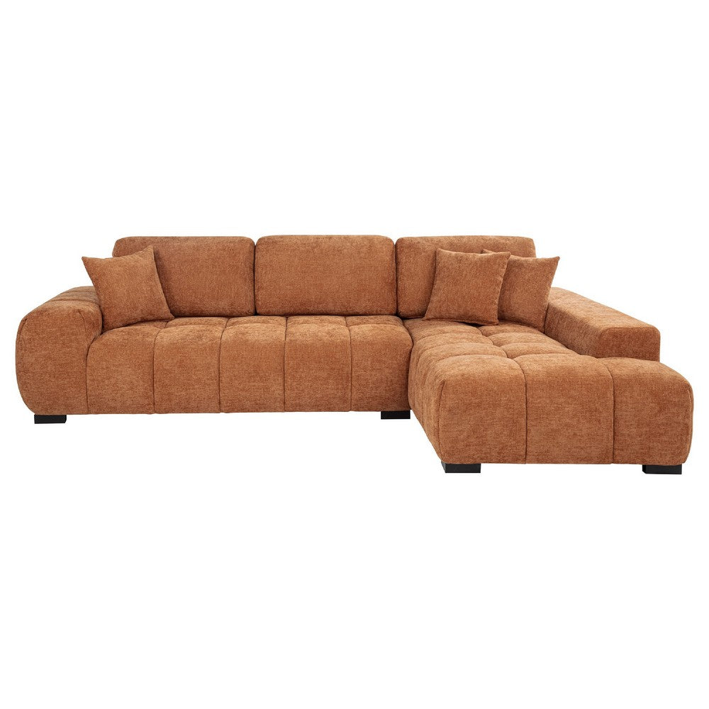 Hecy Sectional Sofa with R Arm Chaise | 3 Pillows | 119" Orange