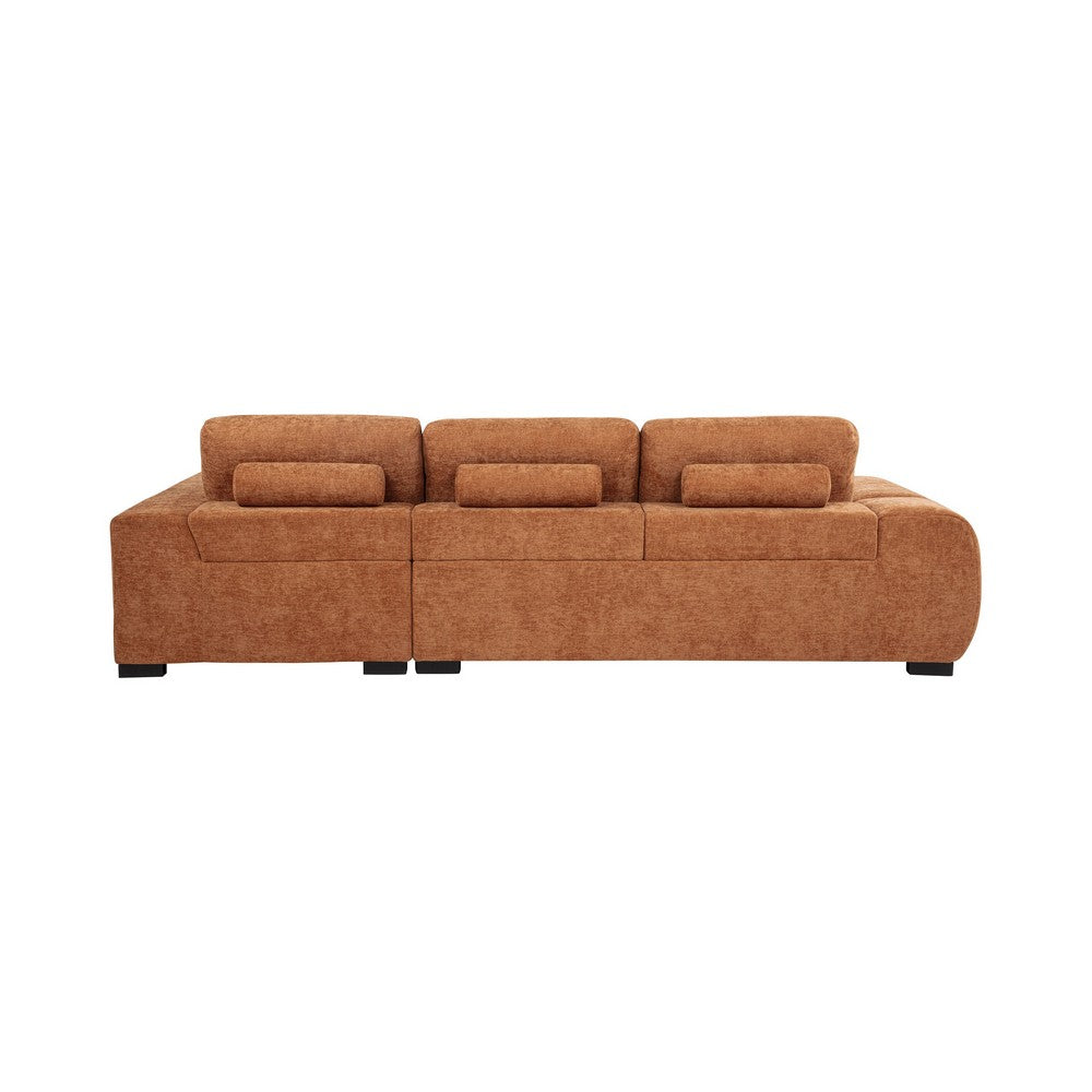 Hecy Sectional Sofa with R Arm Chaise | 3 Pillows | 119" Orange