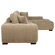 Hecy Sectional Sofa with R Arm Chaise | 3 Pillows | 119" Camel Brown