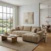 Hecy Sectional Sofa with R Arm Chaise | 3 Pillows | 119" Camel Brown