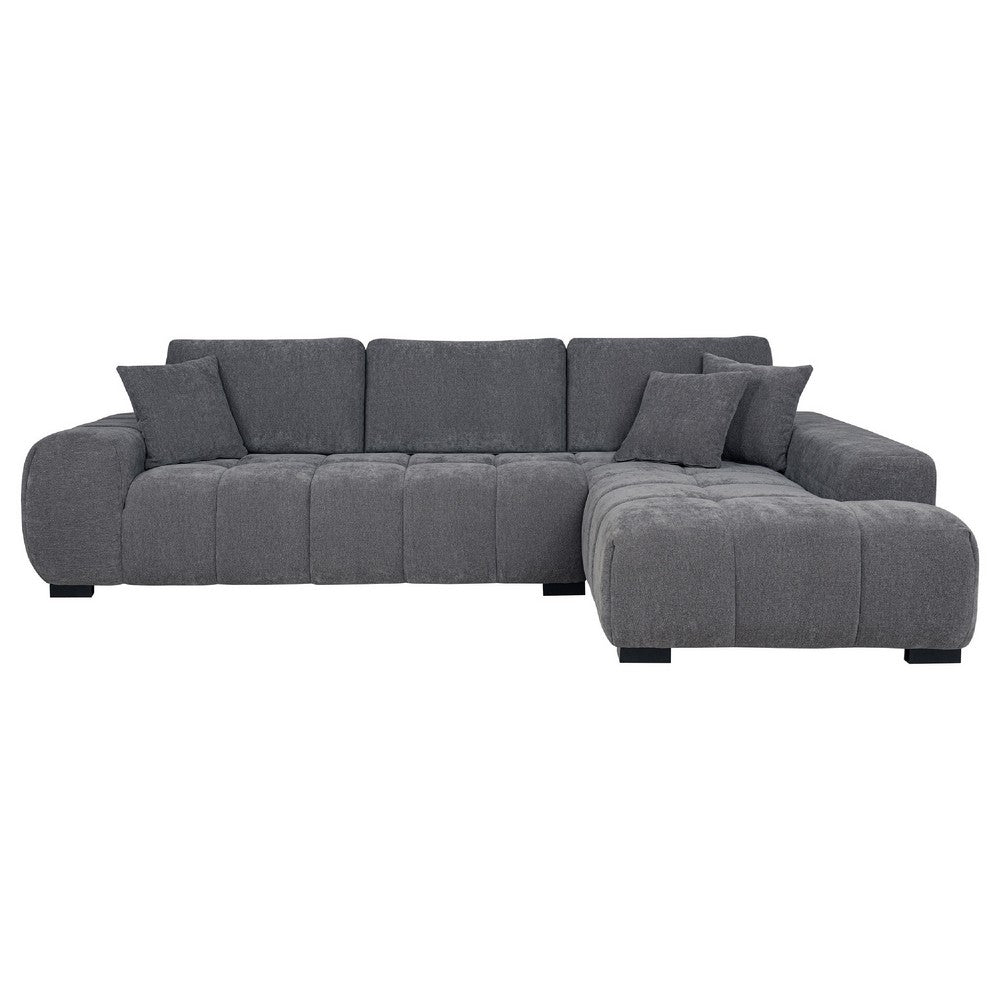 Hecy Sectional Sofa with R Arm Chaise | 3 Pillows | 119" Charcoal Gray