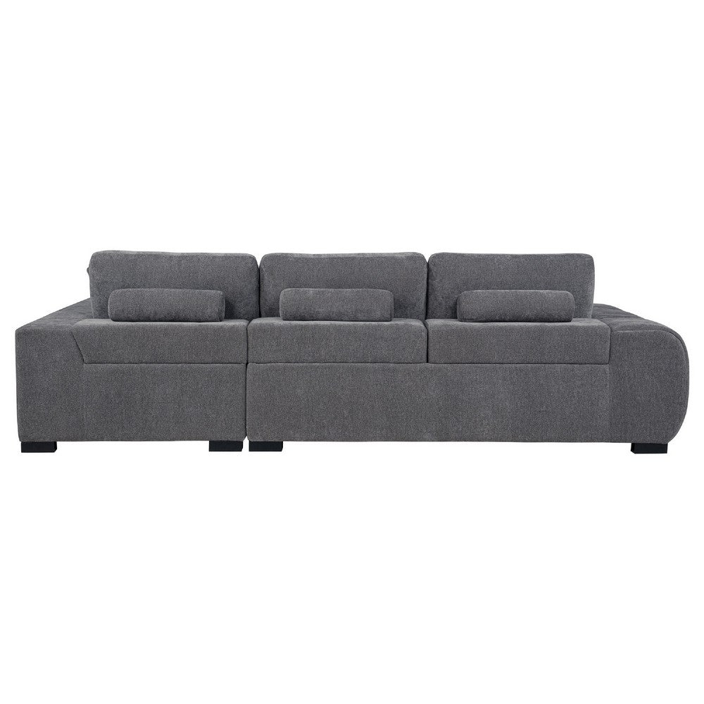 Hecy Sectional Sofa with R Arm Chaise | 3 Pillows | 119" Charcoal Gray