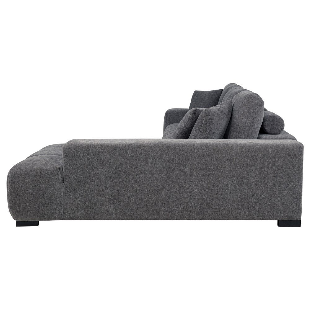 Hecy Sectional Sofa with R Arm Chaise | 3 Pillows | 119" Charcoal Gray