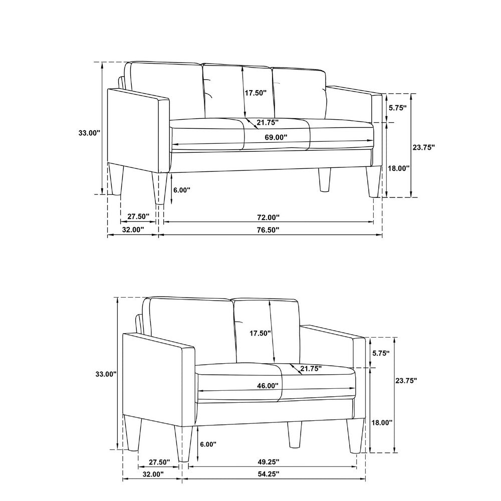 2pc Sofa and Loveseat Set | Track Arms | Foam Fill Matcha Green Upholstery
