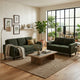 2pc Sofa and Loveseat Set | Track Arms | Foam Fill Matcha Green Upholstery