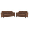 Elm 2pc Sofa and Loveseat Set | Pillow Arms | Foam Fill Rust Brown Velvet