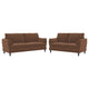 Elm 2pc Sofa and Loveseat Set | Pillow Arms | Foam Fill Rust Brown Velvet