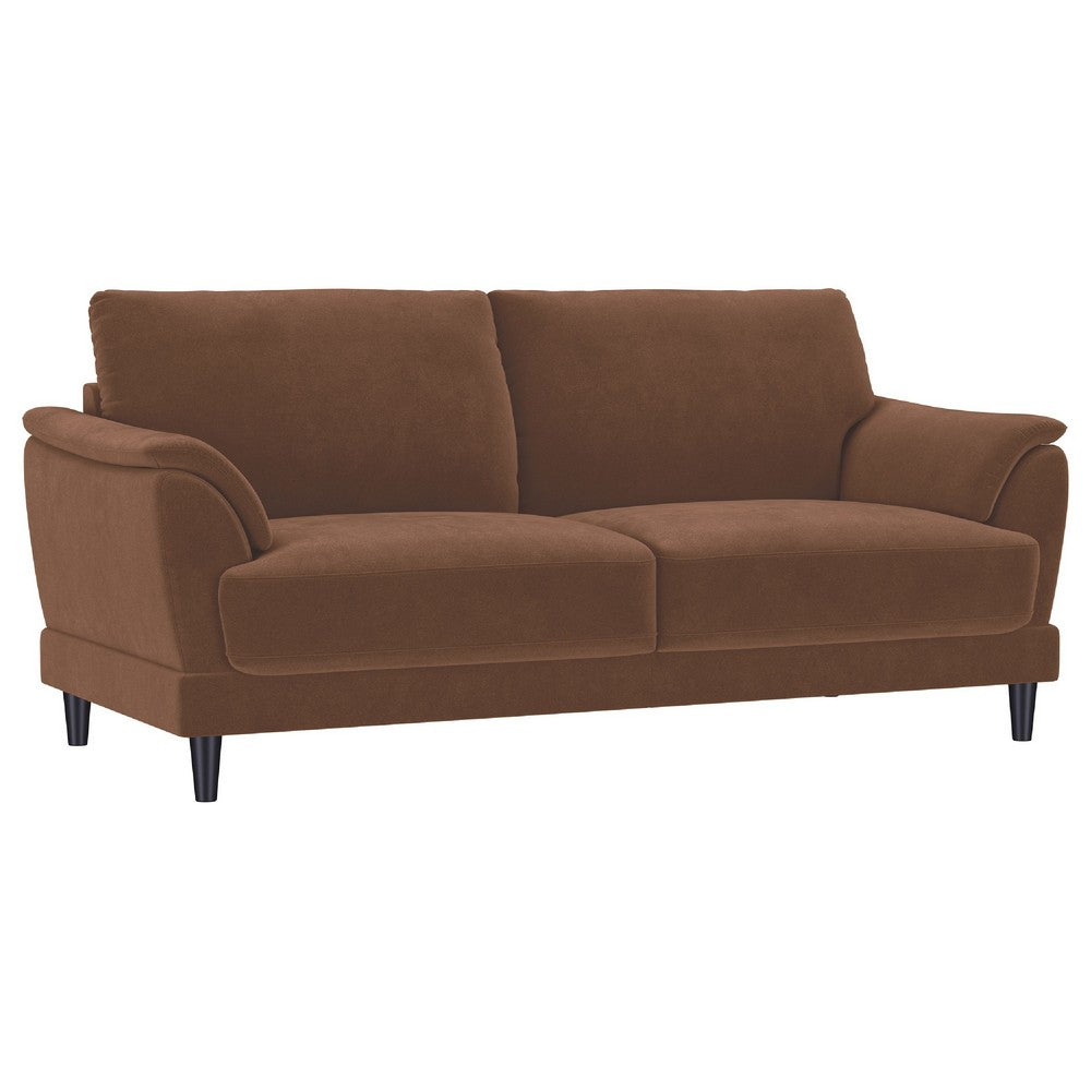 Elm 2pc Sofa and Loveseat Set | Pillow Arms | Foam Fill Rust Brown Velvet
